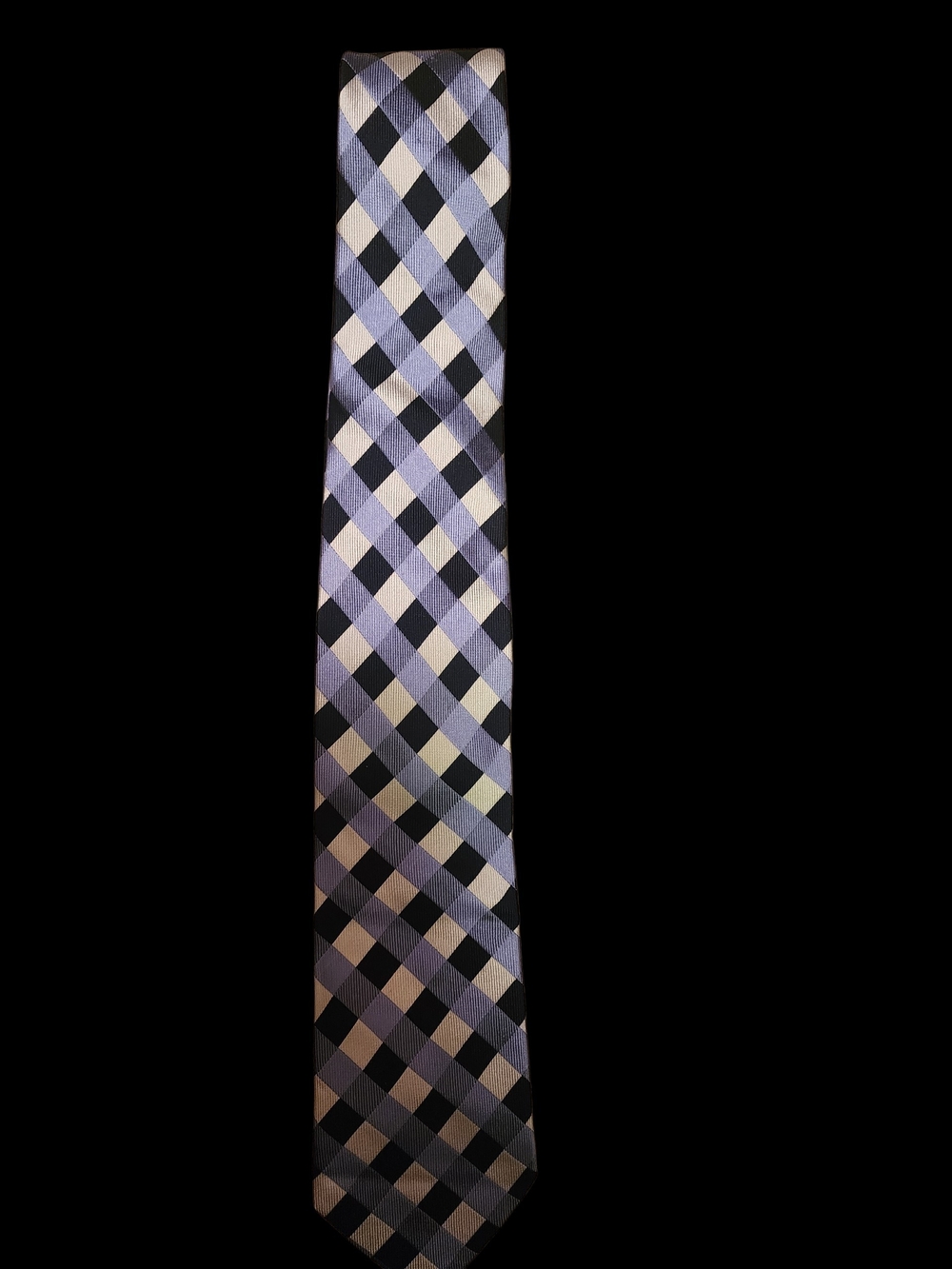 Classic Blue, Black And Cream Check Silk Tie - Donald J. Trump - Picture 3 of 3